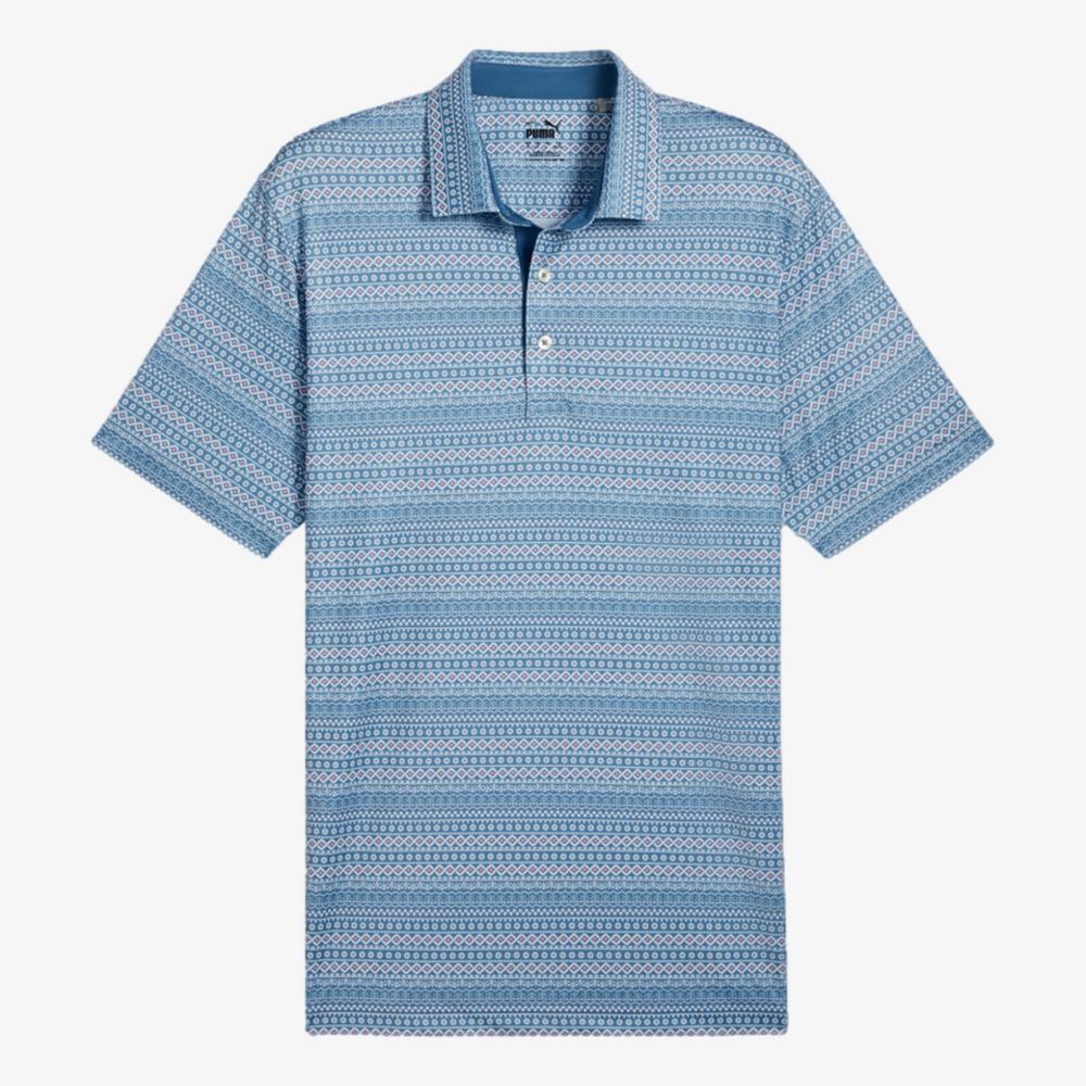 PUMA Fair Isle Micro Print Short Sleeve Polo Shirt - Image 5