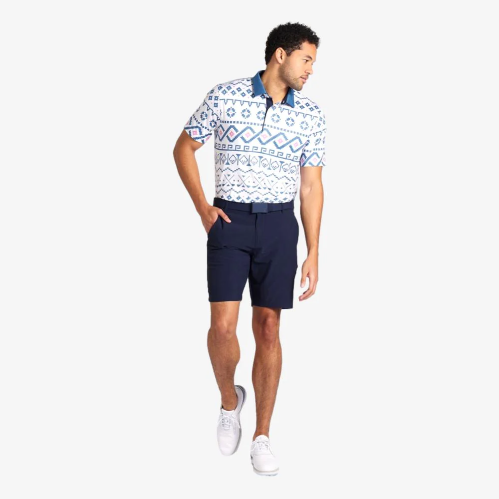 PUMA Fair Isle Print Short Sleeve Polo Shirt - Image 2
