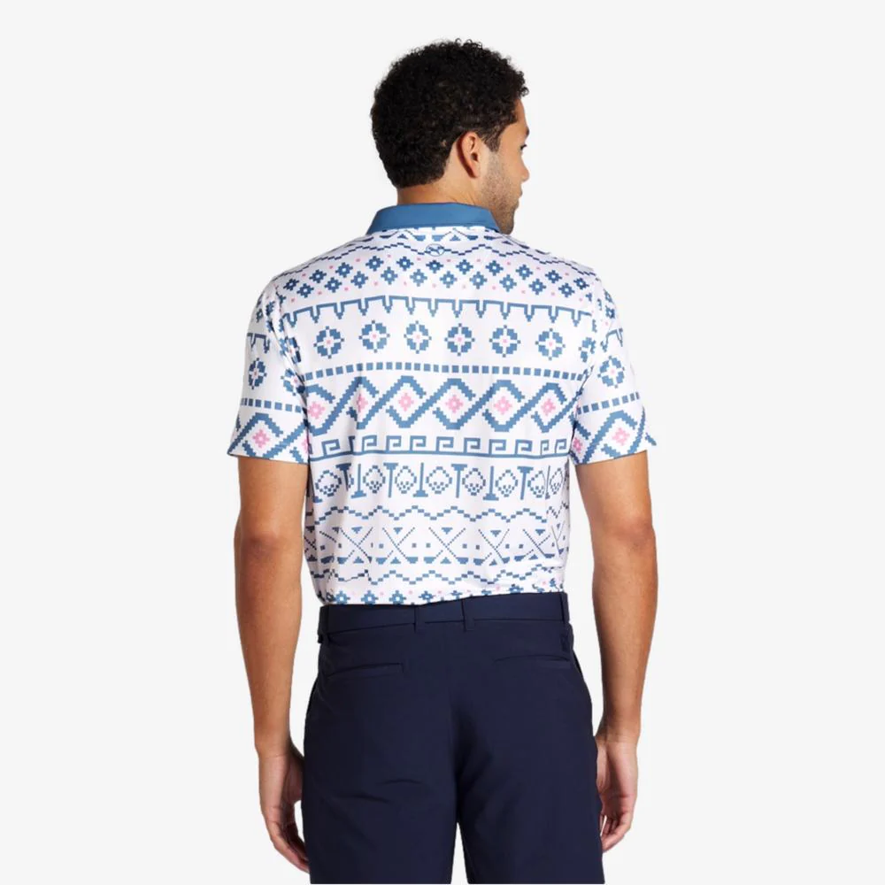 PUMA Fair Isle Print Short Sleeve Polo Shirt - Image 3