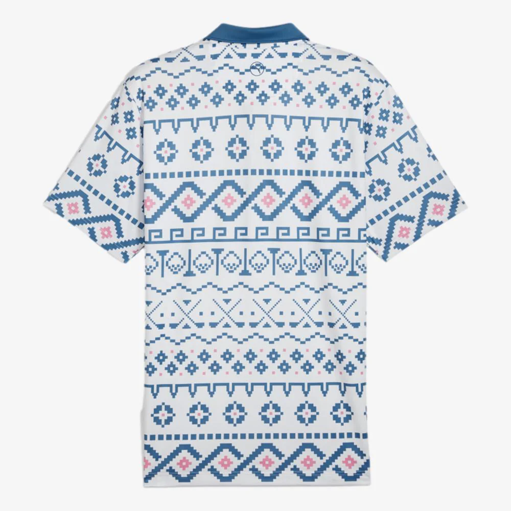 PUMA Fair Isle Print Short Sleeve Polo Shirt - Image 5